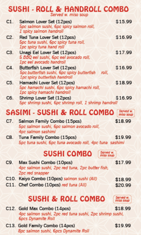 sushi menu